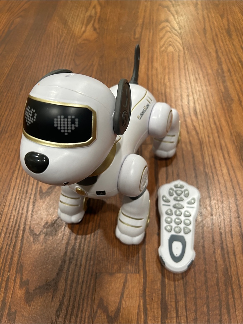 White & Gold Interactive Robot Dog with Remote